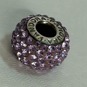 Authentic Pandora Pave sterling silver lavender charm bead
